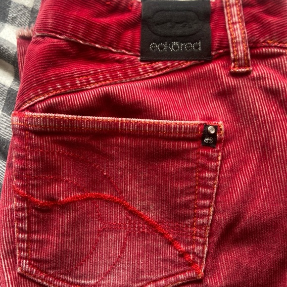 Women's velvet red corduroy flared ecko Jeans - Picture 3 of 7